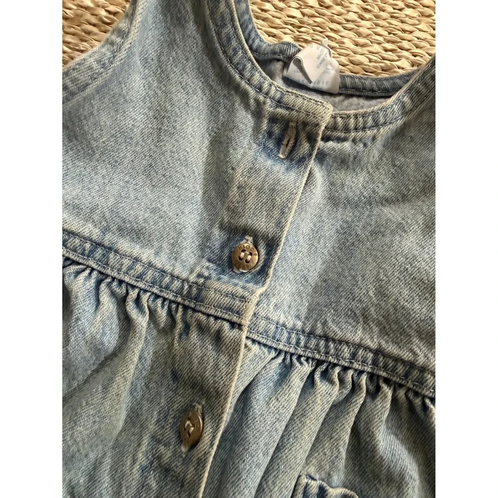 Vintage Baby OshKosh Bgosh Denim Jumper Dress Light Wash Blue 24 Months USA Made